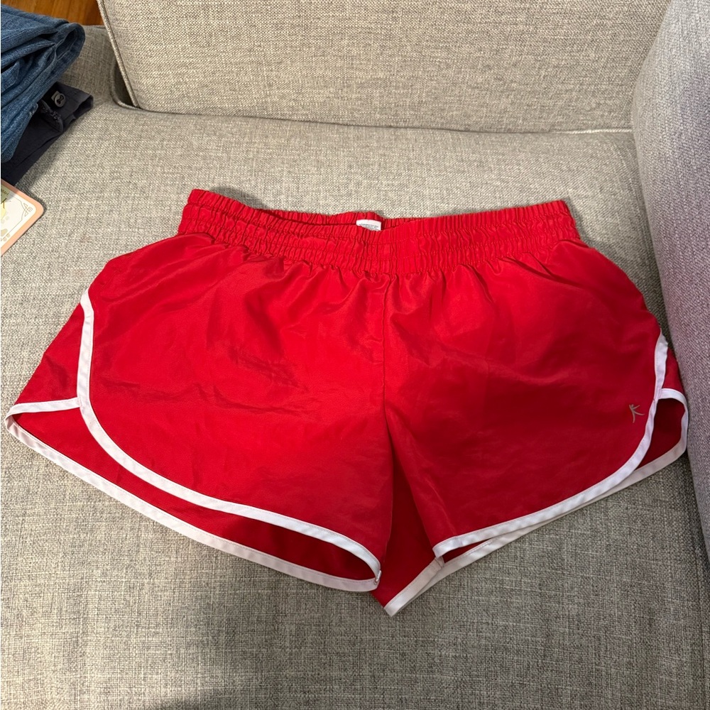 Danskin Vibrant Red Athletic Shorts with White Accents